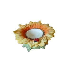 Partylite Sunflower Votive Tealight Candle Holder Ladybug Retired Flower Ceramic